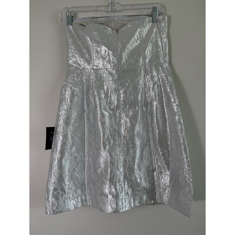 NWT Lulus Party Poise Textured Strapless Bodycon Mini Dress in Silver Size S - Picture 5 of 11